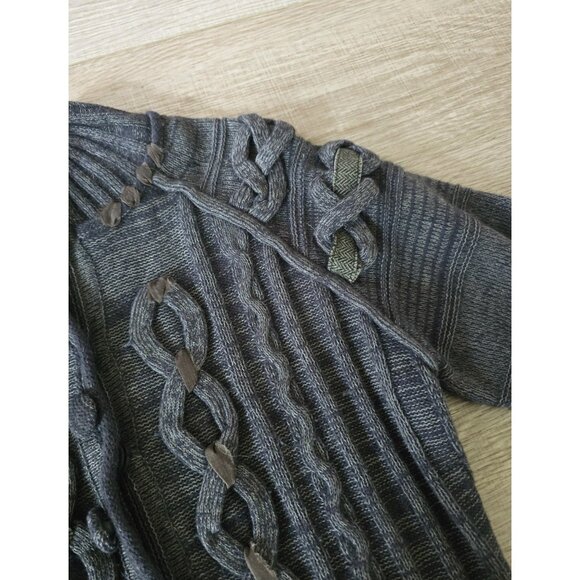 Covelo Wool Angora Rabbit Silk Cotton Cable Knit Mock Neck Cardigan Sweater M - Picture 3 of 15